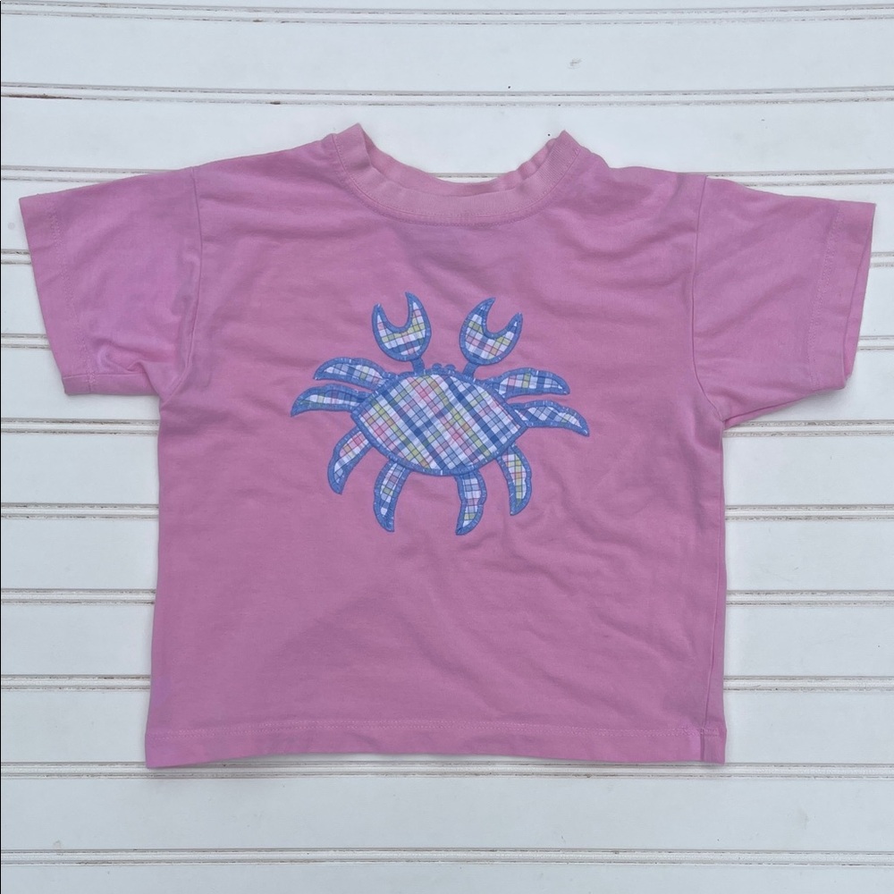 THE BAILEY BOYS VGUC Seersucker Gingham Embroidered Appliqué Crab Shirt